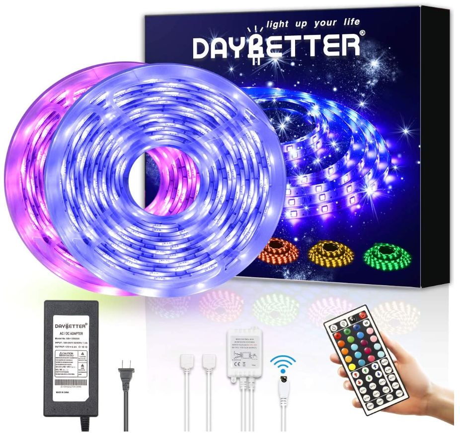 Waterproof 10M/32.8ft 300 LED RGB Color Changing LED Strip Light Kit Litake LED Strip Lights SMD 5050 Light Tape with 44 Keys IR Remote Controller and 12V 5A Power Supply 