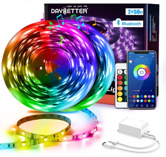 32.8FT LED Strip Lights RGBIC 5M Bluetooth 5050 Color Changing Music Room Lights